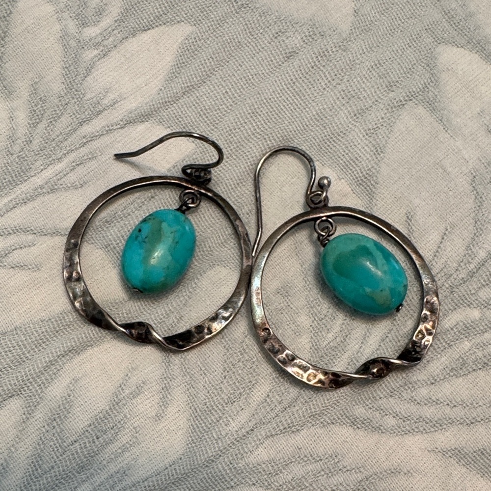 Silpada Turquoise and Silver Circle Earrings